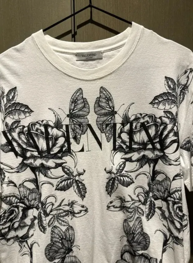 VALENTINO  |Crew Neck Pullovers Flower Patterns Unisex Short Sleeves