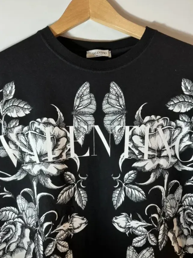 VALENTINO  |Crew Neck Pullovers Flower Patterns Unisex Short Sleeves