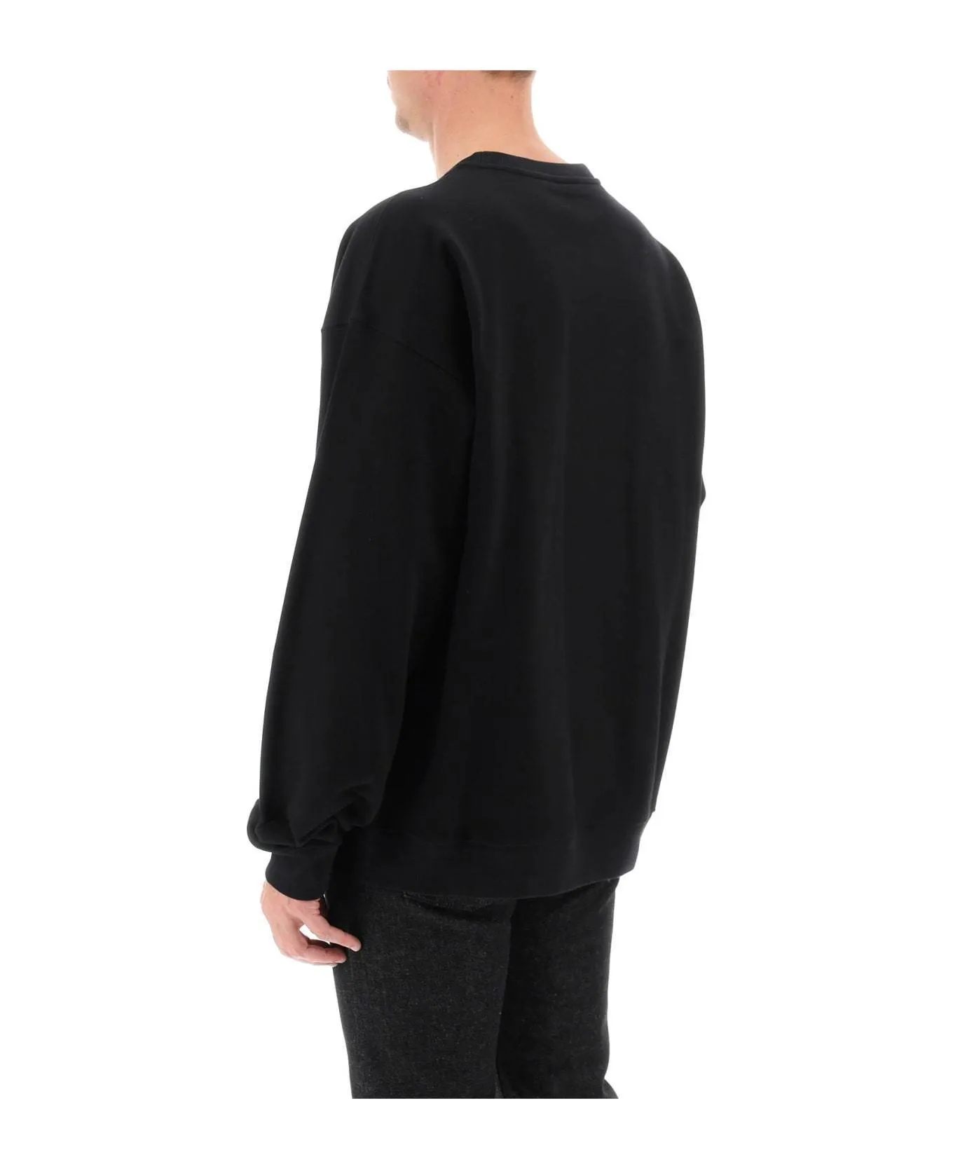 VERSACE  |Crew Neck Pullovers Long Sleeves Plain Cotton Logo Luxury