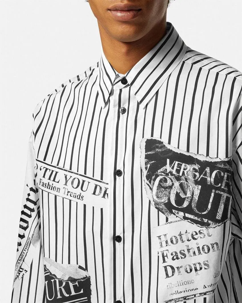 VERSACE JEANS  |Stripes Street Style Bi-color Long Sleeves Cotton Logo