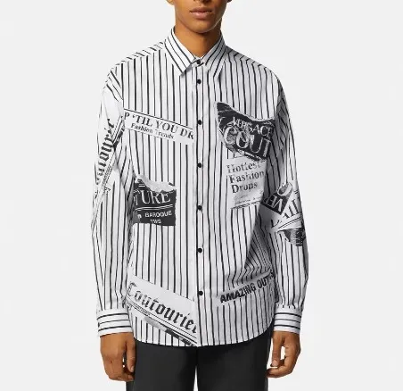 VERSACE JEANS  |Stripes Street Style Bi-color Long Sleeves Cotton Logo