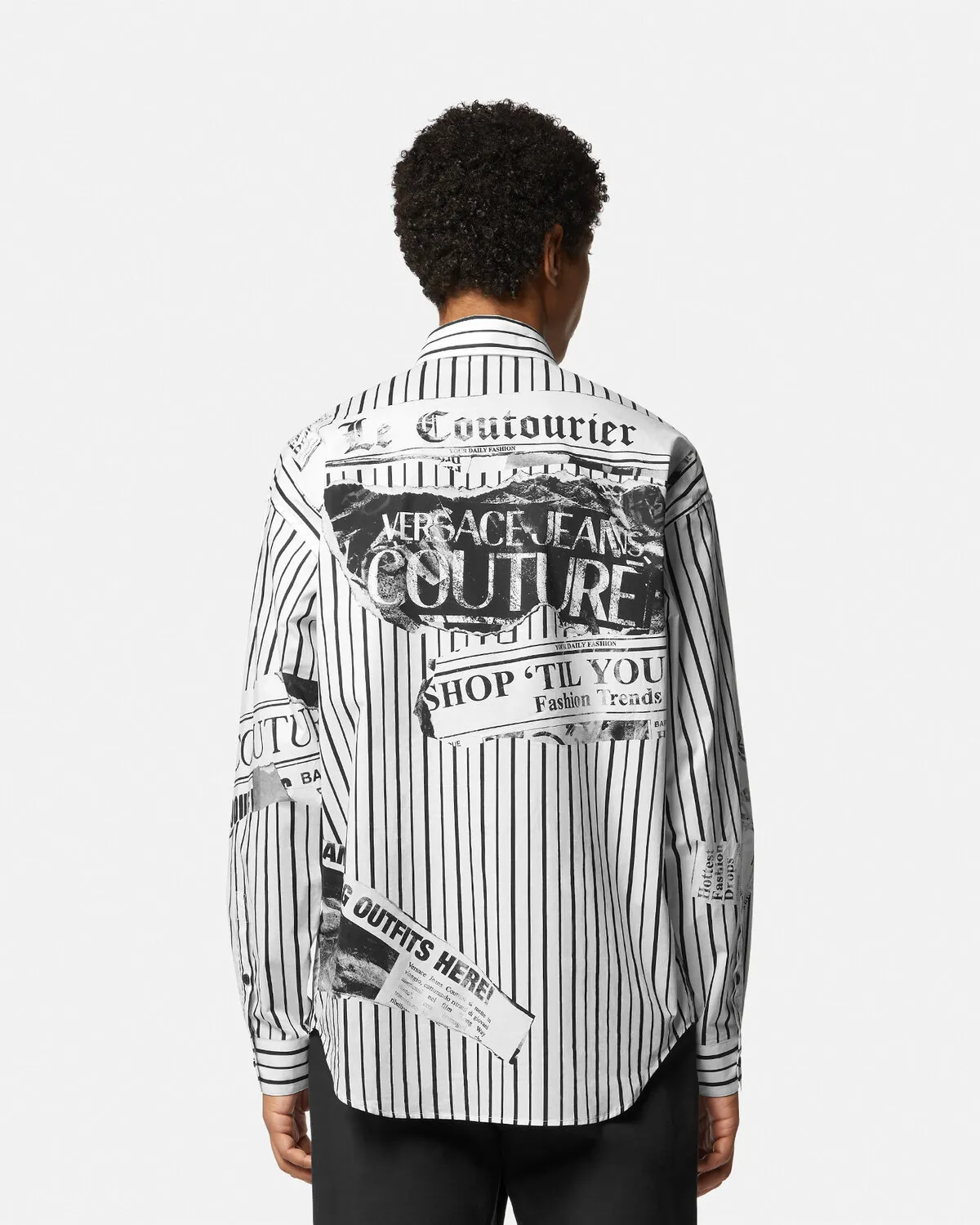 VERSACE JEANS  |Stripes Street Style Bi-color Long Sleeves Cotton Logo