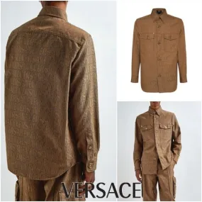 VERSACE  |Monogram Blended Fabrics Street Style Long Sleeves Cotton