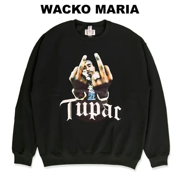 WACKO MARIA  |Crew Neck Pullovers Street Style Long Sleeves Cotton