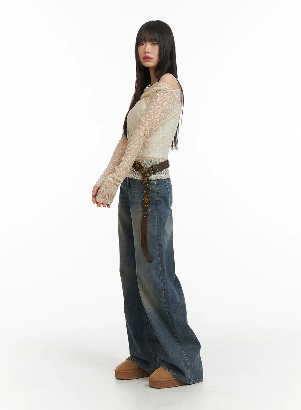 Wide Leg Denim Trousers CJ415