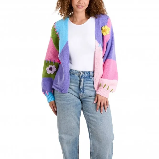 Womens 3D Knit Flower Cardigan