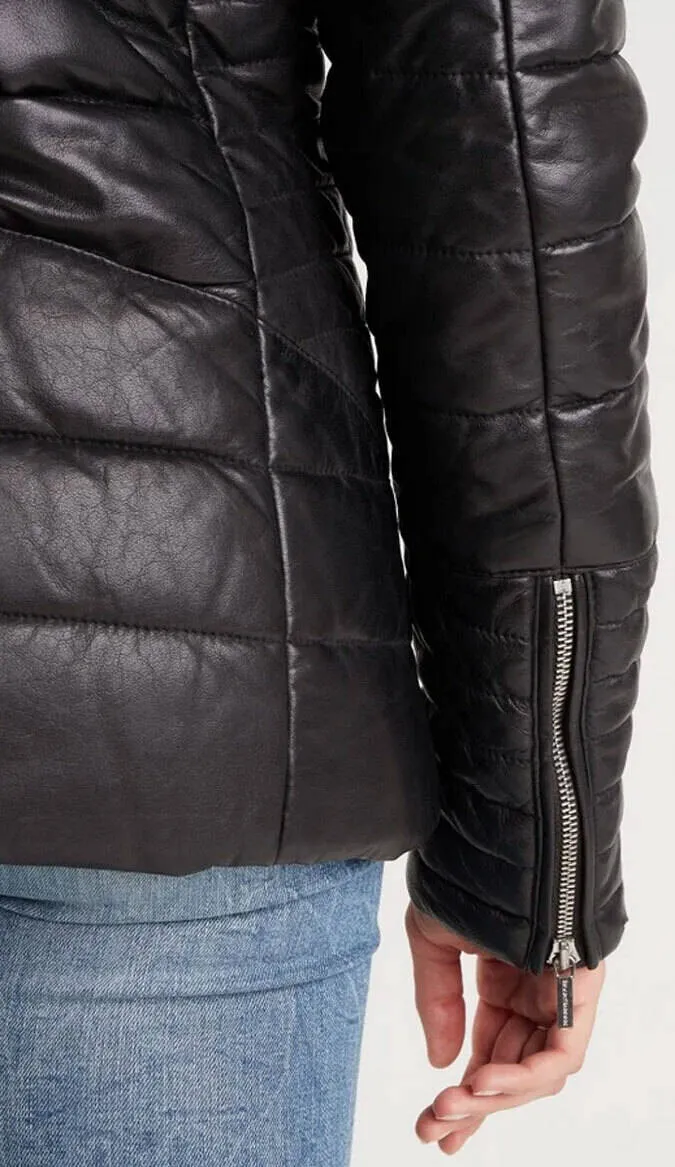 Women's black hooded down jacket \101292\