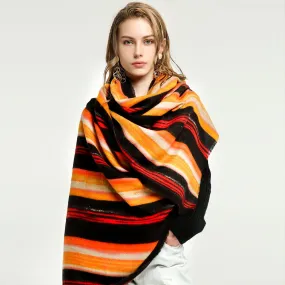 Women's Designer Winter Long Cashmere Striped Pashmina Shawls