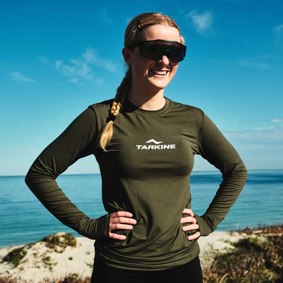 Women's Tarkine Long Sleeve Ultra-Eco Run Tee (Dark Green/Standard Thickness)