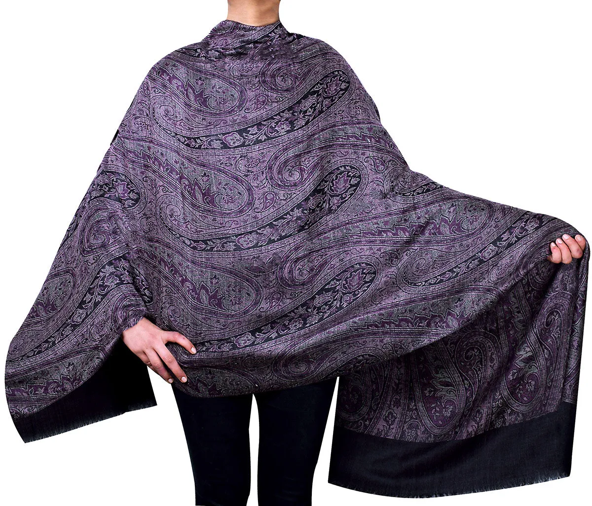 Women's Wool Shawl Scarves Paisley Indian Clothing (80 x 40 inches)