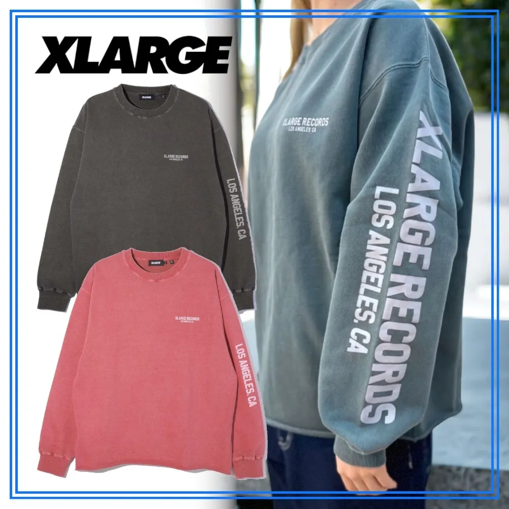 X-Large  |Pullovers Unisex Sweat Street Style Long Sleeves Plain