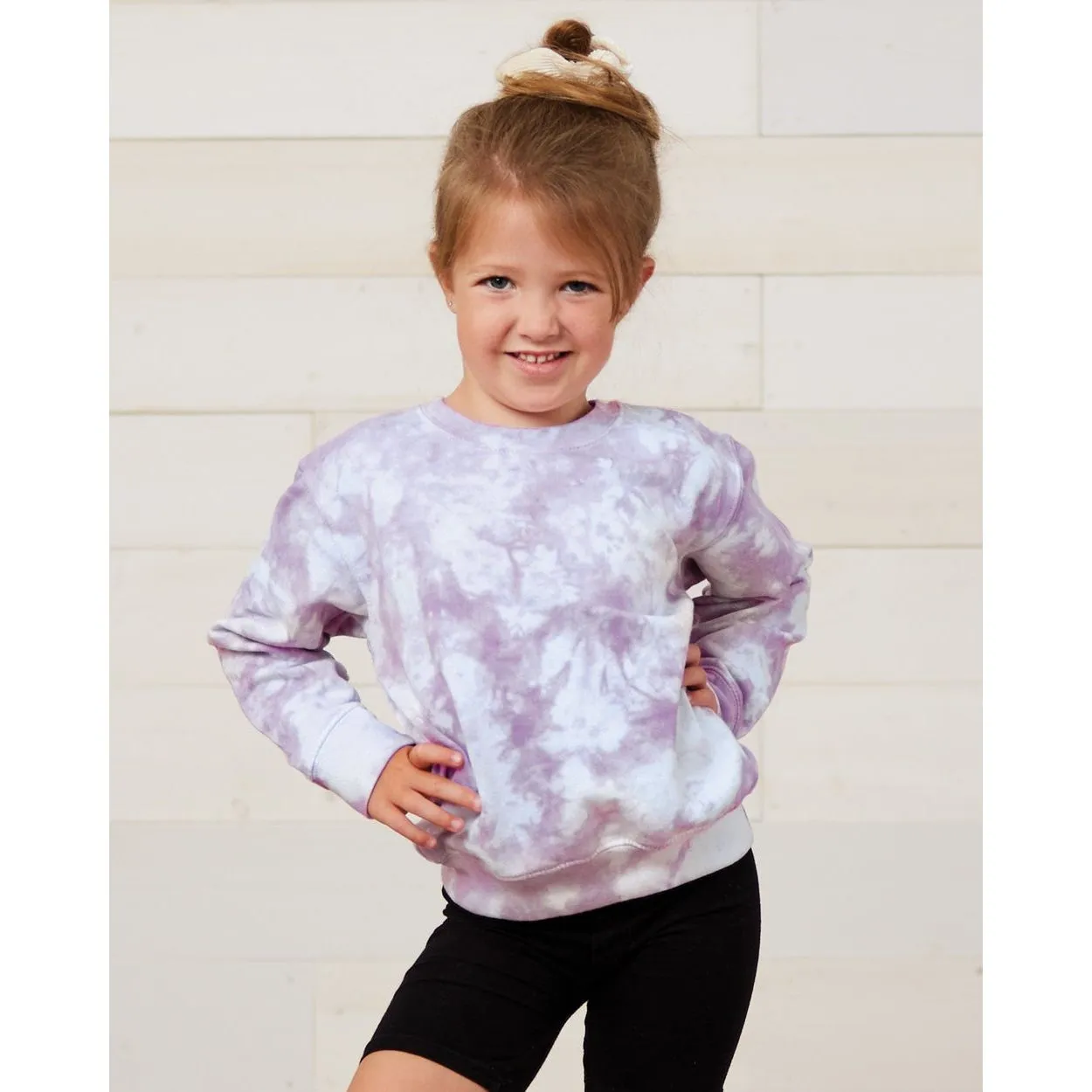 youth tie dye fleece crewneck