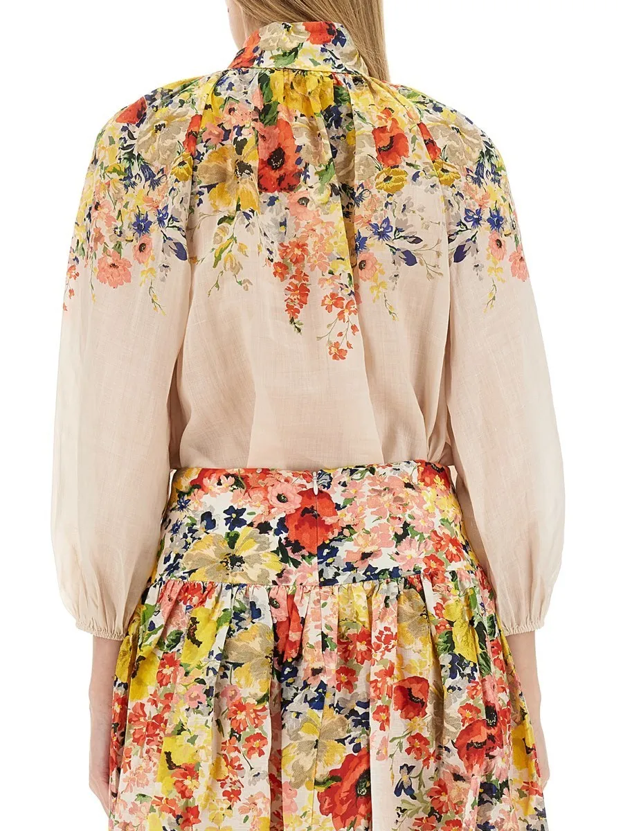 Zimmermann  |Flower Patterns Casual Style Linen Long Sleeves